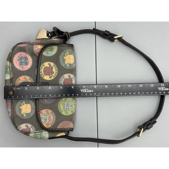 Vintage Dooney & Bourke Shoulder Bag Purse Logo Medallion Colorful Coated Black - Picture 9 of 12